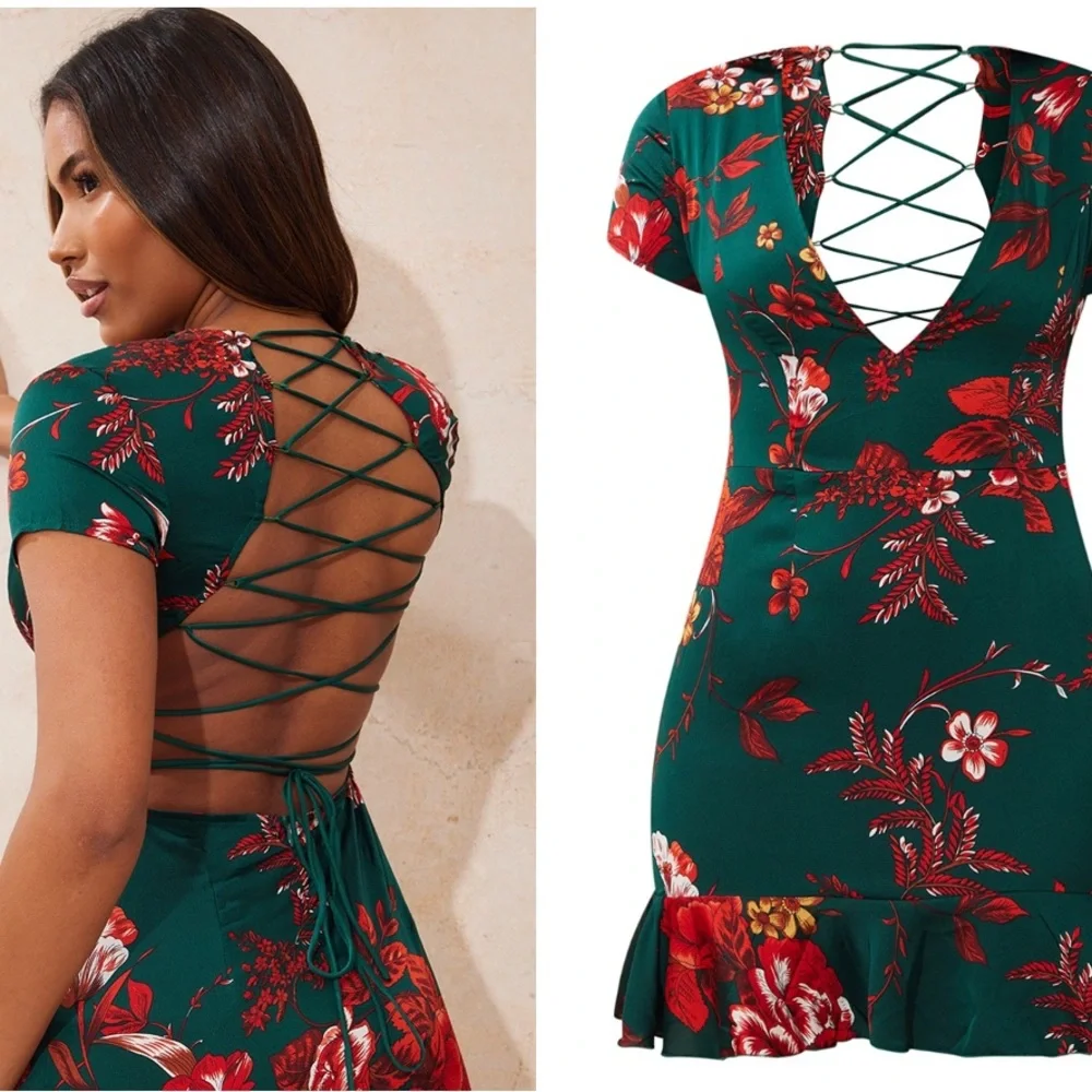 PLT Emerald Green Criss Cross Back Bodycon Dress - Picture 2 of 2